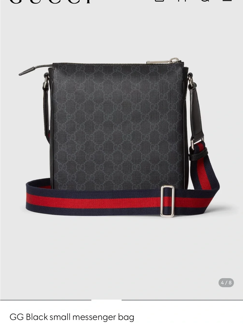 Gucci Black Monogram Messenger with Red-Trim Web Strap